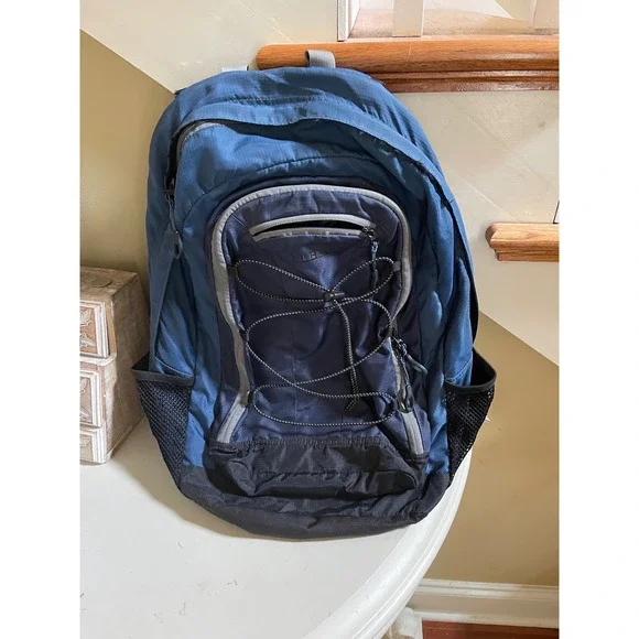 LL Bean Laptop Pack Backpack Blue Black High School College Travel Hiking Bag