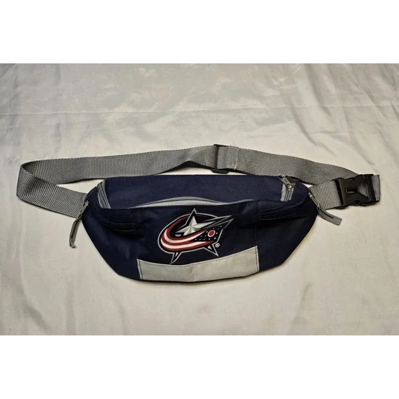NHL Columbus Blue Jackets Hockey Fanny Pack CBJ Adjustable Bag 3‎ Zipper Pockets