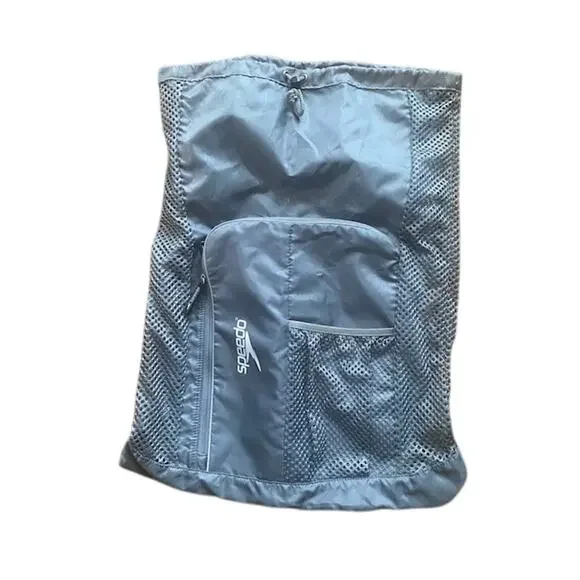 Speedo Deluxe Ventilator Mesh Swim /Equipment Bag - Gray Drawstring Backpack
