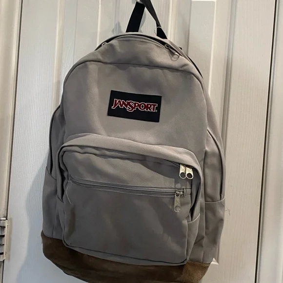 JanSport Gray Backpack with Brown Base