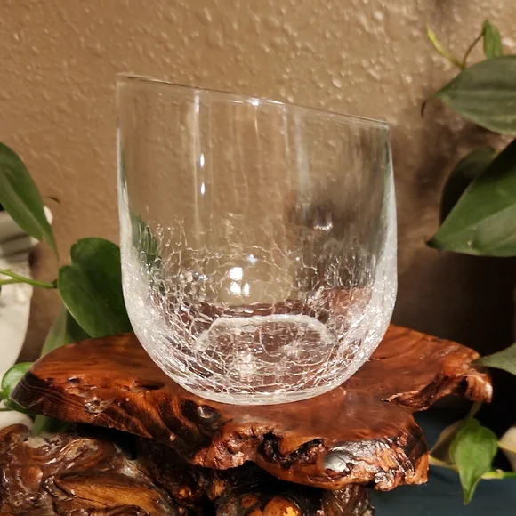 Pier 1 Crackle Angled Rim Glass Tumbler--ONE ONLY
