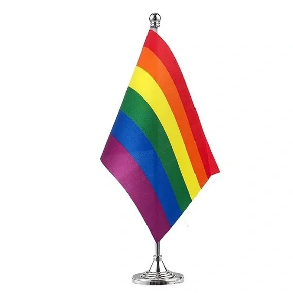 6 Vibrant Rainbow Tabletop Flags Party Decorations Set‎ of 6 Flags