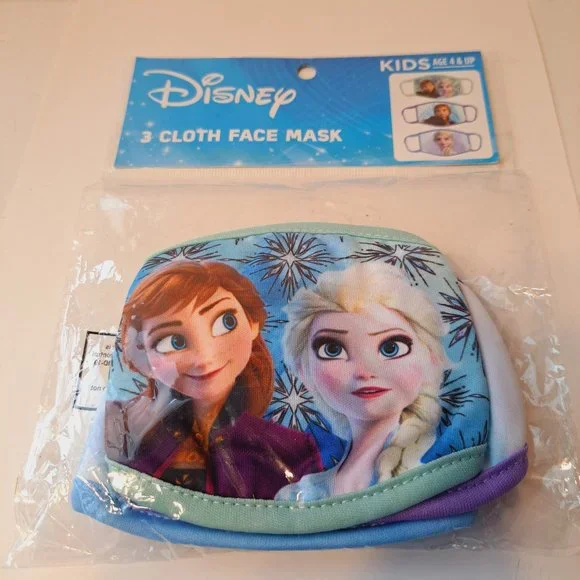 NWT Disney FROZEN ELSA & ANNA (3) CLOTH Face MASKS in a Package Kids AGE 4 & UP