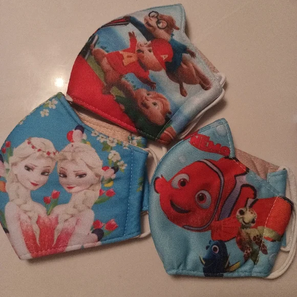 Kids Cartoon Character Face Masks - Blue and Red