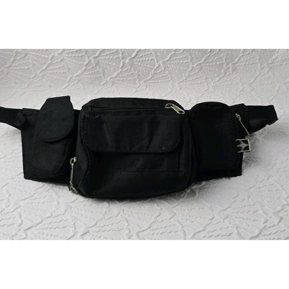 Eastport Fanny Pack 90s Hip Waist Bag 6 Pockets Black Hiking‎ Travel Vintage