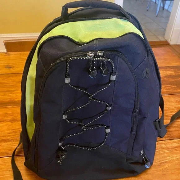 Nike Backpack Unisex Large Navy Blue Lime Green Gorpcore Y2K School Bag 2003