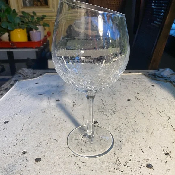 Pier 1 Crackle Angled Red Wine Goblet 18 oz