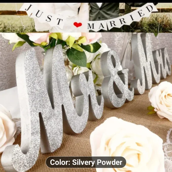 NEW Set of ELEGANT SILVER Mr. & Mrs. PVC WEDDING & RECEPTION SIGNS