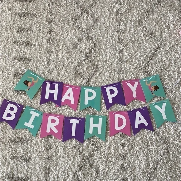 Colorful gymnastics/tumbling theme Birthday Banner