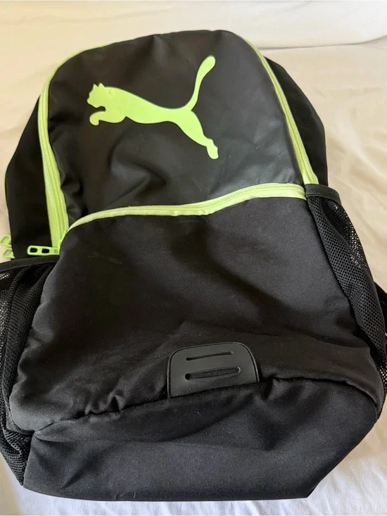 Puma Black Backpack with Neon Lime Accents