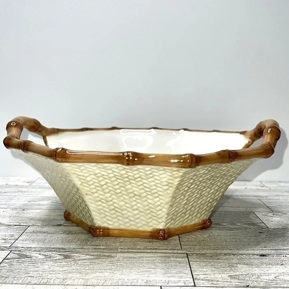 Pier 1 Imports Cabana Ceramic Bamboo Bowl