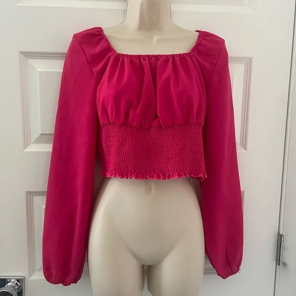 SHEIN Hot Pink Long Sleeve Blouse - M