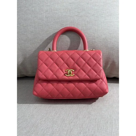 CHANEL Red Caviar Coco Handle Mini GHW