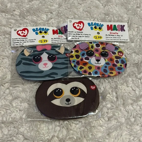 Ty Beanie Boo Face Masks Set of 3 0104