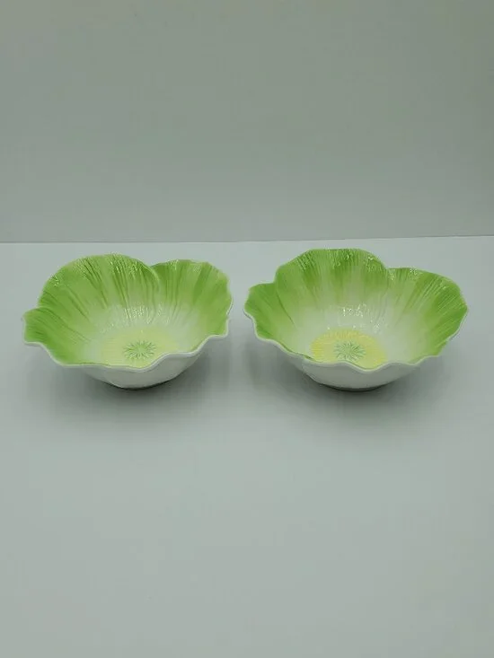 Pier 1 Green Flower Bowls Green Leaves Petals Flower Shaped Bowls