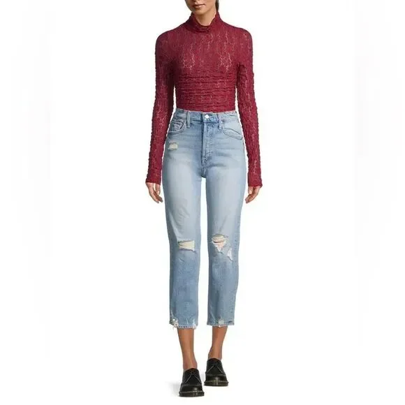 NWOT Free People | Wo Day & Night Lace Long Sleeve Bodysuit‎ Holly Berry S