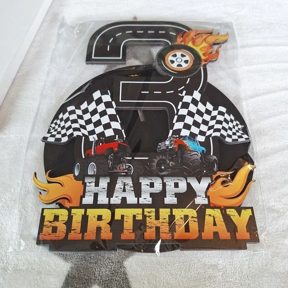 Truck Happy 3rd Birthday Number Sign Centerpiece Party Decorations Boy Girl