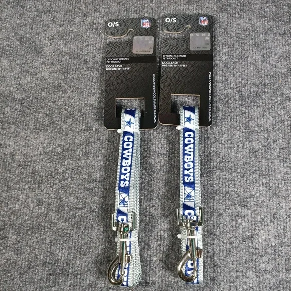 Dallas Cowboys Dog Leash Pet O/S Silver Blue NFL Licensed 5ft NFL Pets First