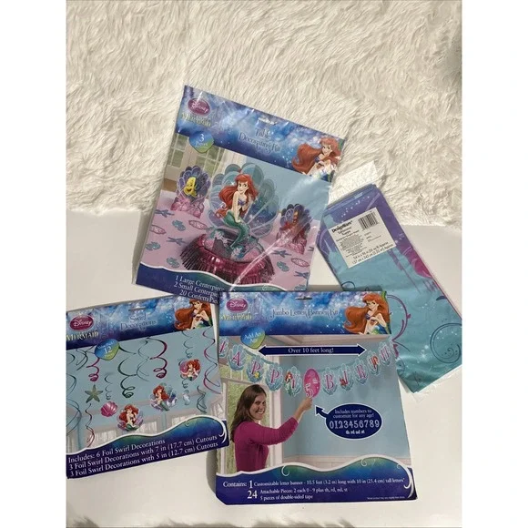 Mermaid Party Supplies Girls Birthday Party Table Decorations Banner Tablecloth