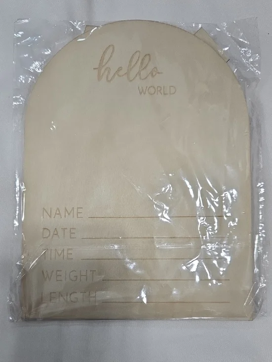 Hello World Wooden Baby Milestone Board - Natural