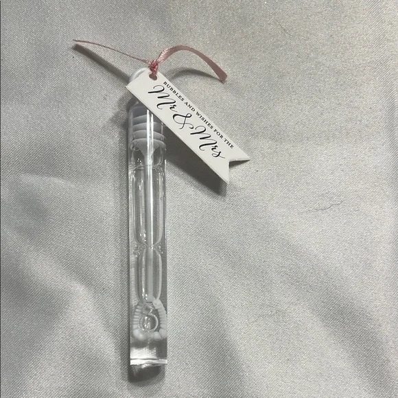 Wedding Clear Bubble Wand with Pink Ribbon Set of 22
