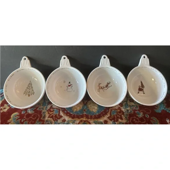 4 Pottery Barn‎ Christmas Bowls Holiday Sleigh Tree Snowman Santa NEW/No Box