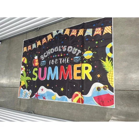 Schools Out For The‎ Summer Banner Large Beach Theme Graduation Party Backdrop