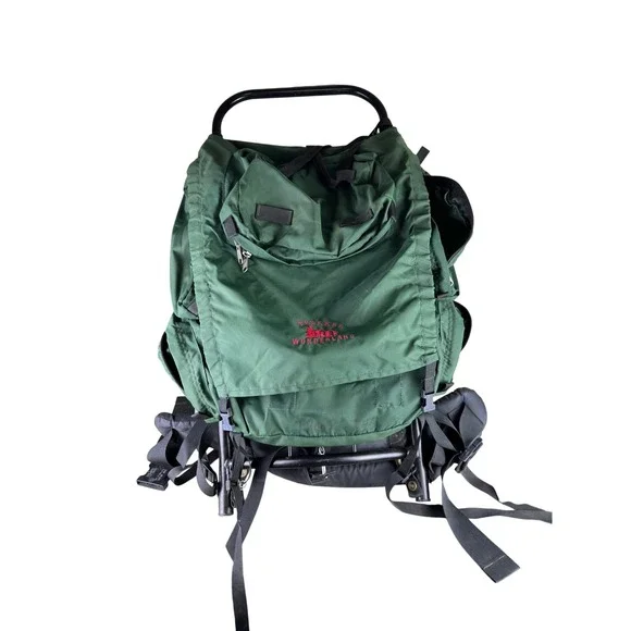 Vintage Trekker Wonderland External Frame Hiking Backpack Green Camping Rucksack
