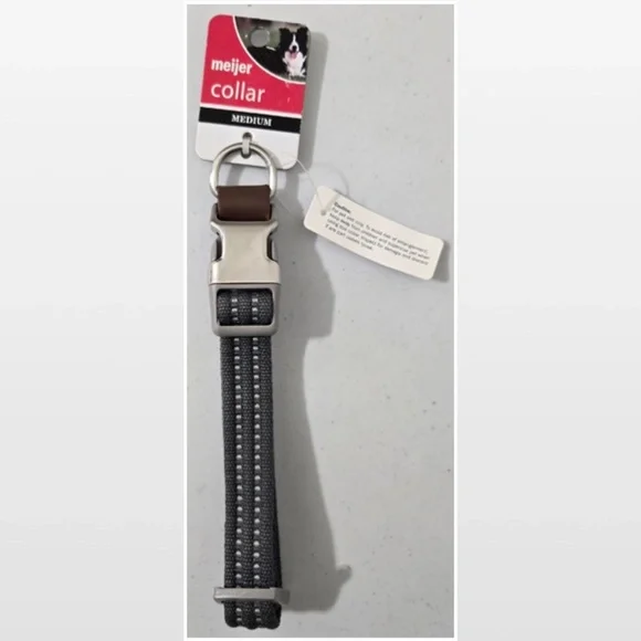 New Dog Collar Medium Adjustable Pet Animal Grey Silver Hardware NWT