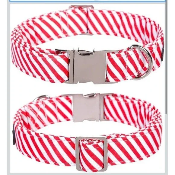 Lionet Paws Dog Collar (Pack of 1), Red&White Stripe 16-26 Inches XL