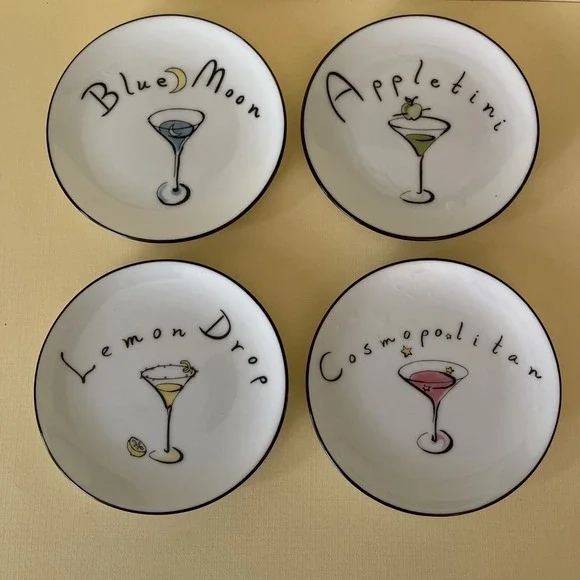 Pottery Barn Plates Petite Appetizer Dessert Cocktail Barware Martini‎ Cosmo