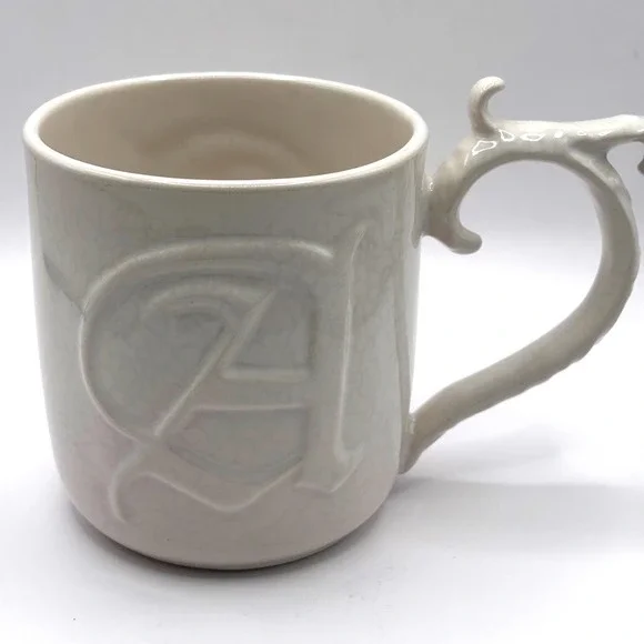 Pottery Barn A-Z Mug 'A' Ivory Coffee Mug