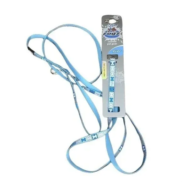 Rogz Pupz‎ Blue Reflective Dog Long Thin Coolest Pet Dog Bone Silver Leash