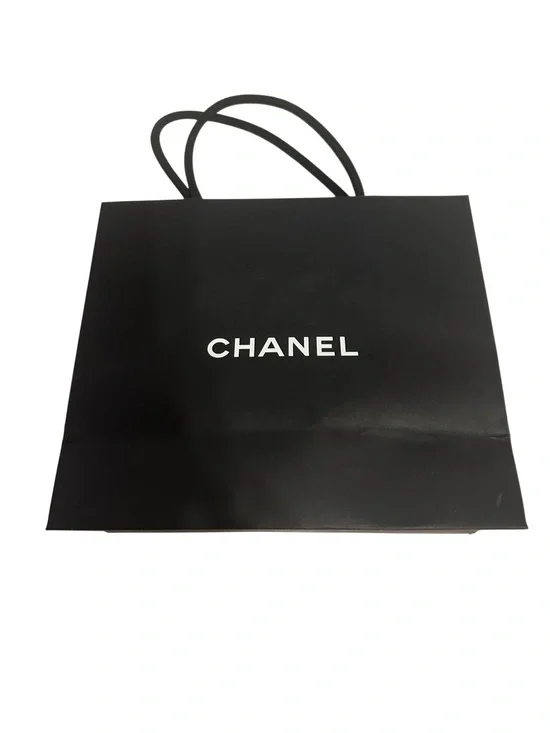 CHANEL Black and White Logo Shopping Bag