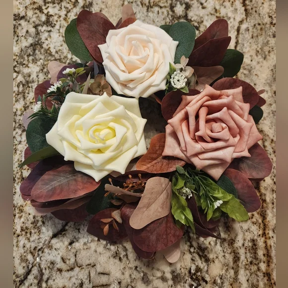 Lings Flowers Centerpiece Arrangement Dusty Rose & Cream Wedding, Baby Shower