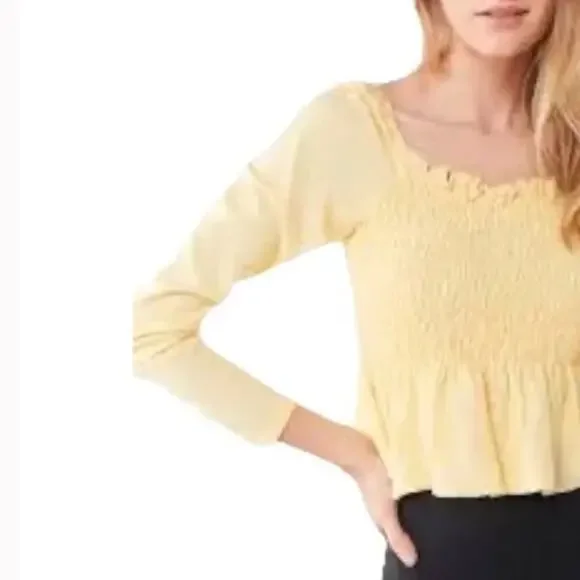 Truly Madly Deeply Yellow Long Sleeve Crop Top Large