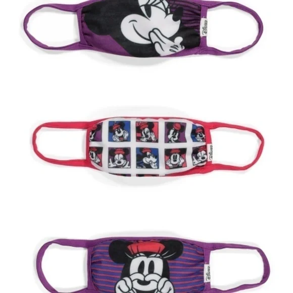 NWT Disney Minnie Mickey Mouse Face Masks Set Of 3
