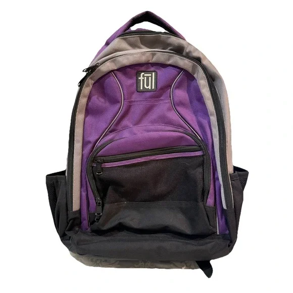 Ful unisex multi-pocket hiking casual laptop backpack book bag gray Purple
