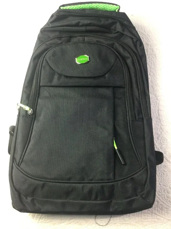 Sportbag Black Backpack*Green Accents* Multiple Compartments* Lightweight*New