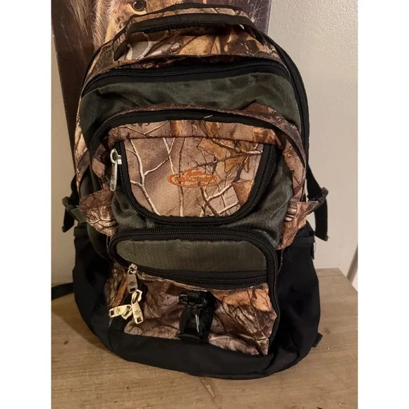 RealTree Camouflage Backpack Outdoor‎ Hiking Hunting Travel Bag Orange Lining