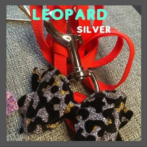 #14 🐾Dog Leash and Detachable Bow Set in Leopard🐾