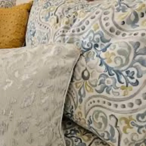 Pottery Barn Blue Jessie Scroll 2‎ Organic Cotton Euro shams