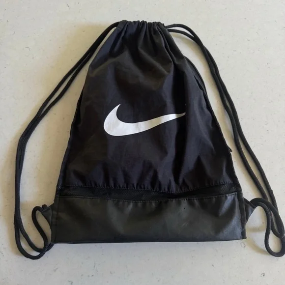 Nike Black Drawstring Backpack with White Swoosh
