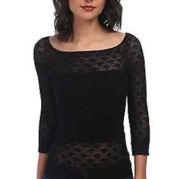 Intimately by Free People Black Lace‎ Women's Top