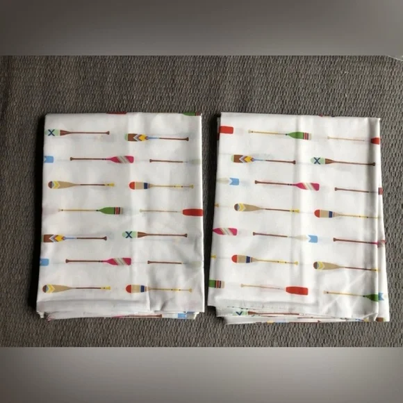 2 Pottery Barn KING pillowcases Paddles Organic Cotton NEW
