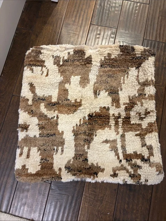 Pottery Barn Neutral Brown and Cream Shag Square 22x22 Pillow Cover