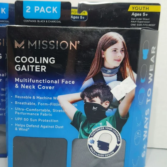 Mission Youth Cooling Gaiter - Black and Charcoal