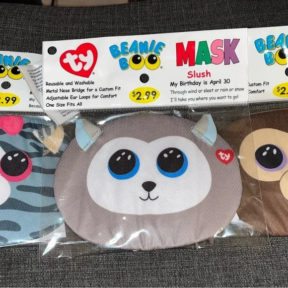 Ty Beanie Boo Slush Face Mask - Gray and Blue