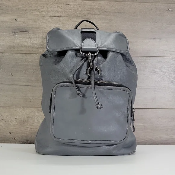 Coach Sullivan Signature Gray Leather Backpack Rucksack C9868
