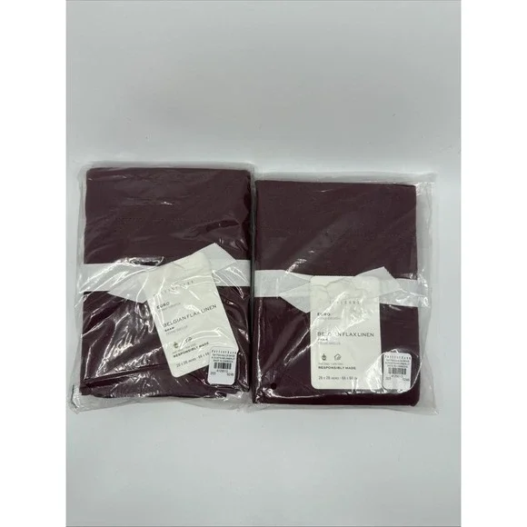 Pottery Barn Merlot Euro Belgian Flax Linen Shams Set Of 2 26